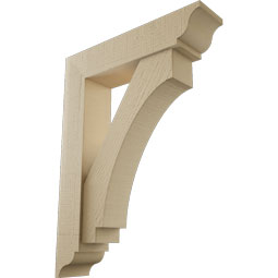 Ekena Millwork - BKTUR0554X24X32IMP01RCPR - Timberthane Faux Wood Imperial Style Bracket w/ Offset Brace, Traditional Ends, 5 1/2"W x 24"D x 32"H, Primed Tan