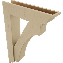 Ekena Millwork - BKTUR0554X24X36IMP01RCPR - Timberthane Faux Wood Imperial Style Bracket w/ Offset Brace, Traditional Ends, 5 1/2"W x 24"D x 36"H, Primed Tan