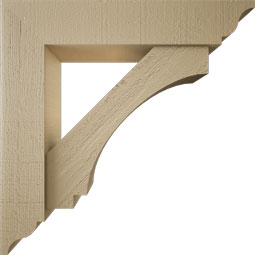 Ekena Millwork - BKTUR0554X26X26IMP01RCPR - Timberthane Faux Wood Imperial Style Bracket w/ Offset Brace, Traditional Ends, 5 1/2"W x 26"D x 26"H, Primed Tan