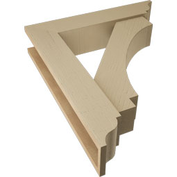 Ekena Millwork - BKTUR0554X26X30IMP01RCPR - Timberthane Faux Wood Imperial Style Bracket w/ Offset Brace, Traditional Ends, 5 1/2"W x 26"D x 30"H, Primed Tan