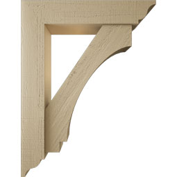 Ekena Millwork - BKTUR0554X26X34IMP01RCPR - Timberthane Faux Wood Imperial Style Bracket w/ Offset Brace, Traditional Ends, 5 1/2"W x 26"D x 34"H, Primed Tan
