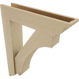 Ekena Millwork - BKTUR0554X26X34IMP01RCPR - Timberthane Faux Wood Imperial Style Bracket w/ Offset Brace, Traditional Ends, 5 1/2"W x 26"D x 34"H, Primed Tan