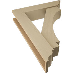 Ekena Millwork - BKTUR0554X26X34IMP01RCPR - Timberthane Faux Wood Imperial Style Bracket w/ Offset Brace, Traditional Ends, 5 1/2"W x 26"D x 34"H, Primed Tan