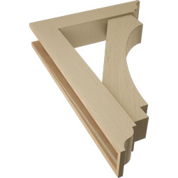 Ekena Millwork - BKTUR0554X26X38IMP01RCPR - Timberthane Faux Wood Imperial Style Bracket w/ Offset Brace, Traditional Ends, 5 1/2"W x 26"D x 38"H, Primed Tan