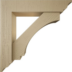 Ekena Millwork - BKTUR0554X28X28IMP01RCPR - Timberthane Faux Wood Imperial Style Bracket w/ Offset Brace, Traditional Ends, 5 1/2"W x 28"D x 28"H, Primed Tan