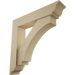 Ekena Millwork - BKTUR0554X28X28IMP01RCPR - Timberthane Faux Wood Imperial Style Bracket w/ Offset Brace, Traditional Ends, 5 1/2"W x 28"D x 28"H, Primed Tan