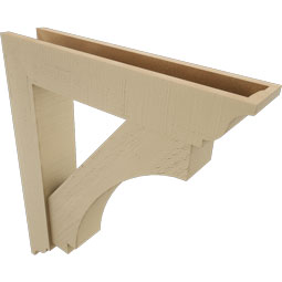 Ekena Millwork - BKTUR0554X28X32IMP01RCPR - Timberthane Faux Wood Imperial Style Bracket w/ Offset Brace, Traditional Ends, 5 1/2"W x 28"D x 32"H, Primed Tan