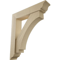 Ekena Millwork - BKTUR0554X28X32IMP01RCPR - Timberthane Faux Wood Imperial Style Bracket w/ Offset Brace, Traditional Ends, 5 1/2"W x 28"D x 32"H, Primed Tan