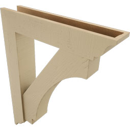 Ekena Millwork - BKTUR0554X28X36IMP01RCPR - Timberthane Faux Wood Imperial Style Bracket w/ Offset Brace, Traditional Ends, 5 1/2"W x 28"D x 36"H, Primed Tan