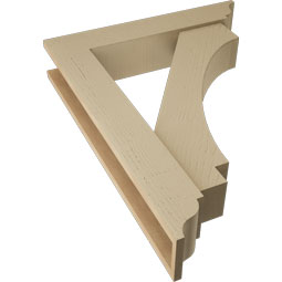 Ekena Millwork - BKTUR0554X28X36IMP01RCPR - Timberthane Faux Wood Imperial Style Bracket w/ Offset Brace, Traditional Ends, 5 1/2"W x 28"D x 36"H, Primed Tan