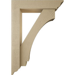 Ekena Millwork - BKTUR0554X28X40IMP01RCPR - Timberthane Faux Wood Imperial Style Bracket w/ Offset Brace, Traditional Ends, 5 1/2"W x 28"D x 40"H, Primed Tan