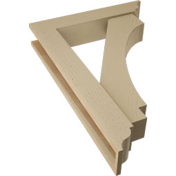 Ekena Millwork - BKTUR0554X28X40IMP01RCPR - Timberthane Faux Wood Imperial Style Bracket w/ Offset Brace, Traditional Ends, 5 1/2"W x 28"D x 40"H, Primed Tan