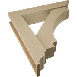 Ekena Millwork - BKTUR0554X30X30IMP01RCPR - Timberthane Faux Wood Imperial Style Bracket w/ Offset Brace, Traditional Ends, 5 1/2"W x 30"D x 30"H, Primed Tan