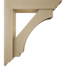 Ekena Millwork - BKTUR0554X30X34IMP01RCPR - Timberthane Faux Wood Imperial Style Bracket w/ Offset Brace, Traditional Ends, 5 1/2"W x 30"D x 34"H, Primed Tan