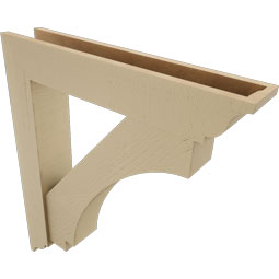 Ekena Millwork - BKTUR0554X30X34IMP01RCPR - Timberthane Faux Wood Imperial Style Bracket w/ Offset Brace, Traditional Ends, 5 1/2"W x 30"D x 34"H, Primed Tan