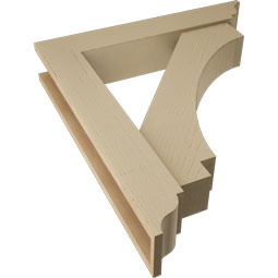 Ekena Millwork - BKTUR0554X30X34IMP01RCPR - Timberthane Faux Wood Imperial Style Bracket w/ Offset Brace, Traditional Ends, 5 1/2"W x 30"D x 34"H, Primed Tan