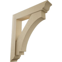 Ekena Millwork - BKTUR0554X30X34IMP01RCPR - Timberthane Faux Wood Imperial Style Bracket w/ Offset Brace, Traditional Ends, 5 1/2"W x 30"D x 34"H, Primed Tan