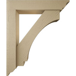 Ekena Millwork - BKTUR0554X30X36IMP01RCPR - Timberthane Faux Wood Imperial Style Bracket w/ Offset Brace, Traditional Ends, 5 1/2"W x 30"D x 36"H, Primed Tan