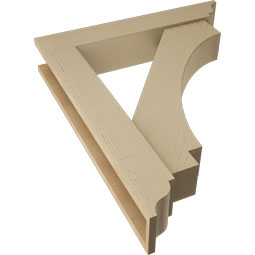 Ekena Millwork - BKTUR0554X30X36IMP01RCPR - Timberthane Faux Wood Imperial Style Bracket w/ Offset Brace, Traditional Ends, 5 1/2"W x 30"D x 36"H, Primed Tan