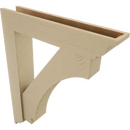 Ekena Millwork - BKTUR0554X30X38IMP01RCPR - Timberthane Faux Wood Imperial Style Bracket w/ Offset Brace, Traditional Ends, 5 1/2"W x 30"D x 38"H, Primed Tan
