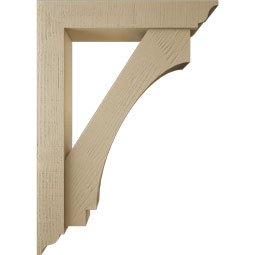 Ekena Millwork - BKTUR0554X30X42IMP01RCPR - Timberthane Faux Wood Imperial Style Bracket w/ Offset Brace, Traditional Ends, 5 1/2"W x 30"D x 42"H, Primed Tan