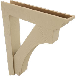 Ekena Millwork - BKTUR0554X30X42IMP01RCPR - Timberthane Faux Wood Imperial Style Bracket w/ Offset Brace, Traditional Ends, 5 1/2"W x 30"D x 42"H, Primed Tan