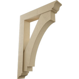 Ekena Millwork - BKTUR0554X30X42IMP01RCPR - Timberthane Faux Wood Imperial Style Bracket w/ Offset Brace, Traditional Ends, 5 1/2"W x 30"D x 42"H, Primed Tan