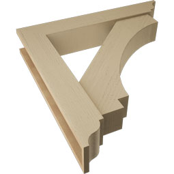 Ekena Millwork - BKTUR0554X32X32IMP01RCPR - Timberthane Faux Wood Imperial Style Bracket w/ Offset Brace, Traditional Ends, 5 1/2"W x 32"D x 32"H, Primed Tan