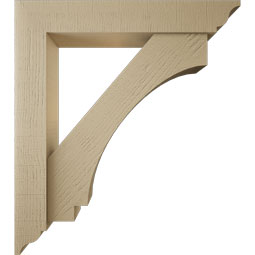 Ekena Millwork - BKTUR0554X32X36IMP01RCPR - Timberthane Faux Wood Imperial Style Bracket w/ Offset Brace, Traditional Ends, 5 1/2"W x 32"D x 36"H, Primed Tan