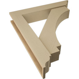 Ekena Millwork - BKTUR0554X32X36IMP01RCPR - Timberthane Faux Wood Imperial Style Bracket w/ Offset Brace, Traditional Ends, 5 1/2"W x 32"D x 36"H, Primed Tan