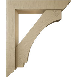 Ekena Millwork - BKTUR0554X32X38IMP01RCPR - Timberthane Faux Wood Imperial Style Bracket w/ Offset Brace, Traditional Ends, 5 1/2"W x 32"D x 38"H, Primed Tan