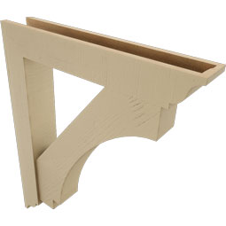 Ekena Millwork - BKTUR0554X32X38IMP01RCPR - Timberthane Faux Wood Imperial Style Bracket w/ Offset Brace, Traditional Ends, 5 1/2"W x 32"D x 38"H, Primed Tan