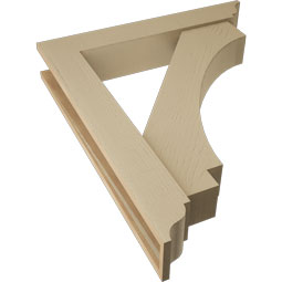 Ekena Millwork - BKTUR0554X32X38IMP01RCPR - Timberthane Faux Wood Imperial Style Bracket w/ Offset Brace, Traditional Ends, 5 1/2"W x 32"D x 38"H, Primed Tan