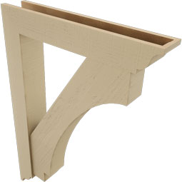 Ekena Millwork - BKTUR0554X32X44IMP01RCPR - Timberthane Faux Wood Imperial Style Bracket w/ Offset Brace, Traditional Ends, 5 1/2"W x 32"D x 44"H, Primed Tan