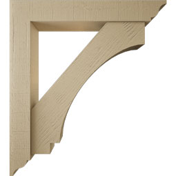 Ekena Millwork - BKTUR0554X34X38IMP01RCPR - Timberthane Faux Wood Imperial Style Bracket w/ Offset Brace, Traditional Ends, 5 1/2"W x 34"D x 38"H, Primed Tan