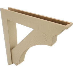Ekena Millwork - BKTUR0554X34X38IMP01RCPR - Timberthane Faux Wood Imperial Style Bracket w/ Offset Brace, Traditional Ends, 5 1/2"W x 34"D x 38"H, Primed Tan