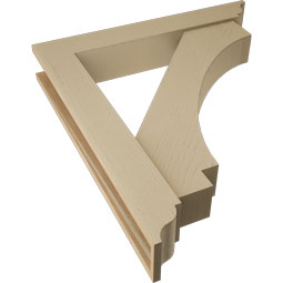 Ekena Millwork - BKTUR0554X34X38IMP01RCPR - Timberthane Faux Wood Imperial Style Bracket w/ Offset Brace, Traditional Ends, 5 1/2"W x 34"D x 38"H, Primed Tan