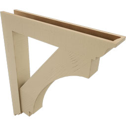 Ekena Millwork - BKTUR0554X34X40IMP01RCPR - Timberthane Faux Wood Imperial Style Bracket w/ Offset Brace, Traditional Ends, 5 1/2"W x 34"D x 40"H, Primed Tan