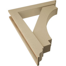 Ekena Millwork - BKTUR0554X34X40IMP01RCPR - Timberthane Faux Wood Imperial Style Bracket w/ Offset Brace, Traditional Ends, 5 1/2"W x 34"D x 40"H, Primed Tan