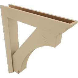 Ekena Millwork - BKTUR0554X34X42IMP01RCPR - Timberthane Faux Wood Imperial Style Bracket w/ Offset Brace, Traditional Ends, 5 1/2"W x 34"D x 42"H, Primed Tan