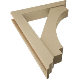Ekena Millwork - BKTUR0554X34X42IMP01RCPR - Timberthane Faux Wood Imperial Style Bracket w/ Offset Brace, Traditional Ends, 5 1/2"W x 34"D x 42"H, Primed Tan