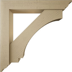 Ekena Millwork - BKTUR0554X36X36IMP01RCPR - Timberthane Faux Wood Imperial Style Bracket w/ Offset Brace, Traditional Ends, 5 1/2"W x 36"D x 36"H, Primed Tan