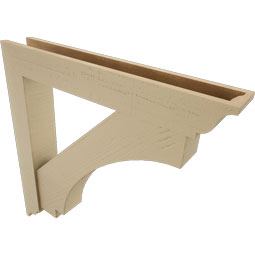 Ekena Millwork - BKTUR0554X36X36IMP01RCPR - Timberthane Faux Wood Imperial Style Bracket w/ Offset Brace, Traditional Ends, 5 1/2"W x 36"D x 36"H, Primed Tan