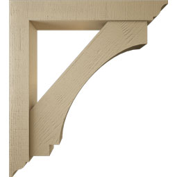 Ekena Millwork - BKTUR0554X36X40IMP01RCPR - Timberthane Faux Wood Imperial Style Bracket w/ Offset Brace, Traditional Ends, 5 1/2"W x 36"D x 40"H, Primed Tan