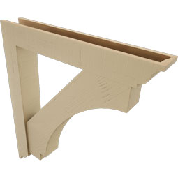 Ekena Millwork - BKTUR0554X36X40IMP01RCPR - Timberthane Faux Wood Imperial Style Bracket w/ Offset Brace, Traditional Ends, 5 1/2"W x 36"D x 40"H, Primed Tan