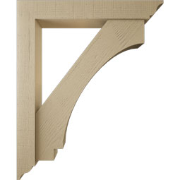 Ekena Millwork - BKTUR0554X36X44IMP01RCPR - Timberthane Faux Wood Imperial Style Bracket w/ Offset Brace, Traditional Ends, 5 1/2"W x 36"D x 44"H, Primed Tan