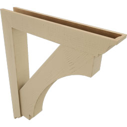 Ekena Millwork - BKTUR0554X36X44IMP01RCPR - Timberthane Faux Wood Imperial Style Bracket w/ Offset Brace, Traditional Ends, 5 1/2"W x 36"D x 44"H, Primed Tan