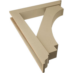 Ekena Millwork - BKTUR0554X36X44IMP01RCPR - Timberthane Faux Wood Imperial Style Bracket w/ Offset Brace, Traditional Ends, 5 1/2"W x 36"D x 44"H, Primed Tan