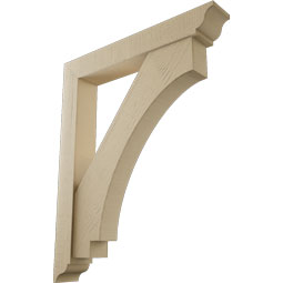 Ekena Millwork - BKTUR0554X36X44IMP01RCPR - Timberthane Faux Wood Imperial Style Bracket w/ Offset Brace, Traditional Ends, 5 1/2"W x 36"D x 44"H, Primed Tan