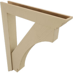 Ekena Millwork - BKTUR0554X36X48IMP01RCPR - Timberthane Faux Wood Imperial Style Bracket w/ Offset Brace, Traditional Ends, 5 1/2"W x 36"D x 48"H, Primed Tan